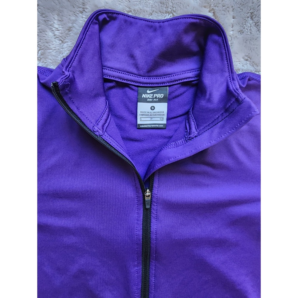 Nike Pro Dri-Fit Purple Quarter Zip Fitted Pullover Womens Small Slim Fit - Picture 2 of 5
